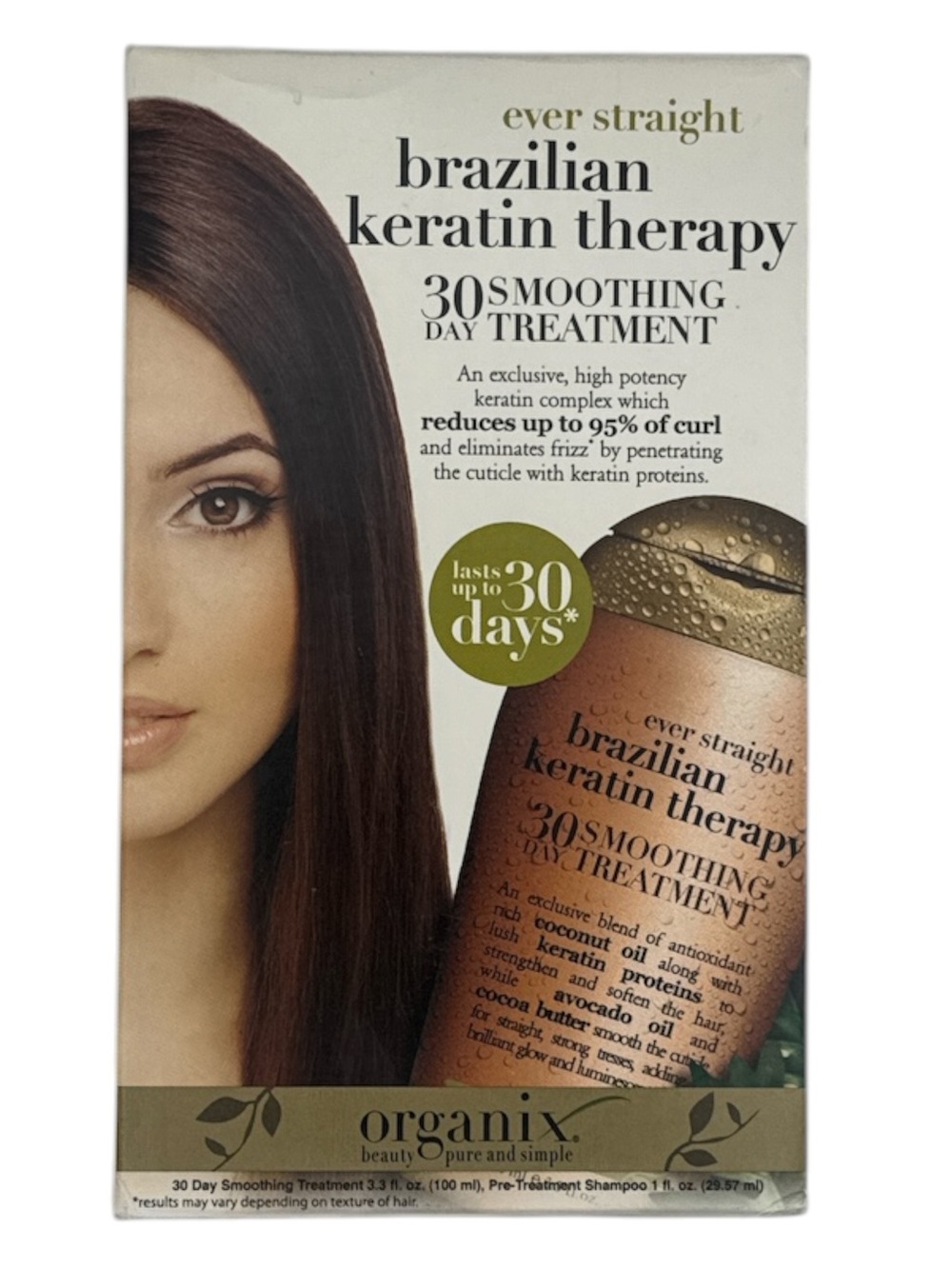 Organix ever straight Brazilian keratin therapy 30 day smoothing treatment. New